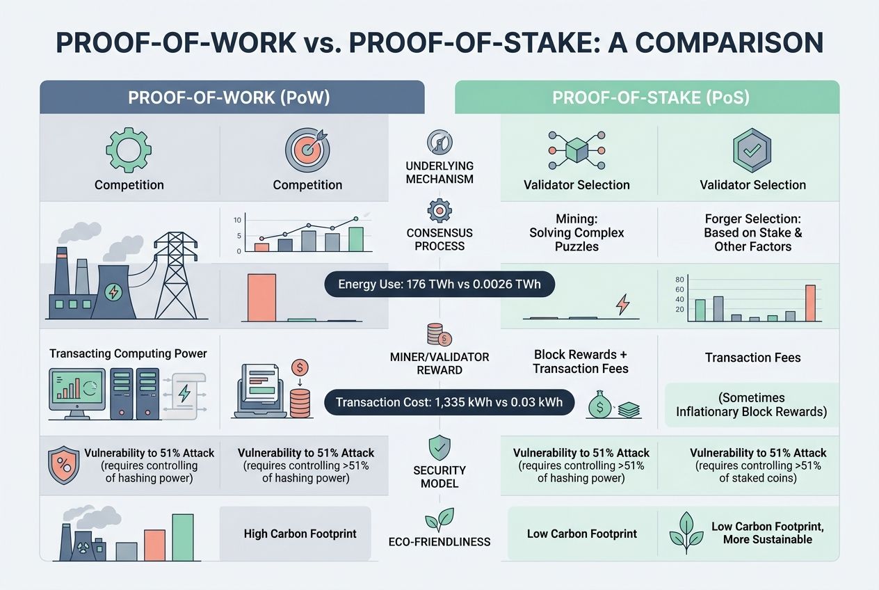 Energy Usage Differences proof-of-work vs proof-of-stake