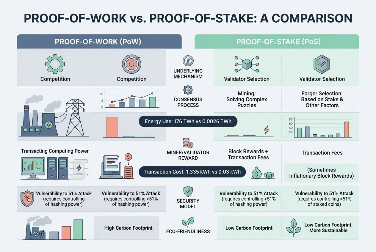 Energy Usage Differences proof-of-work vs proof-of-stake
