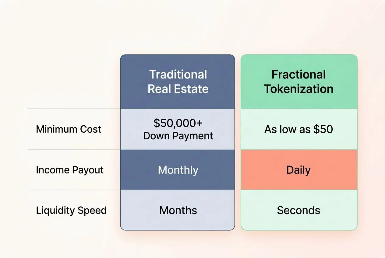 Fractional ownership of tokenization of real-world assets