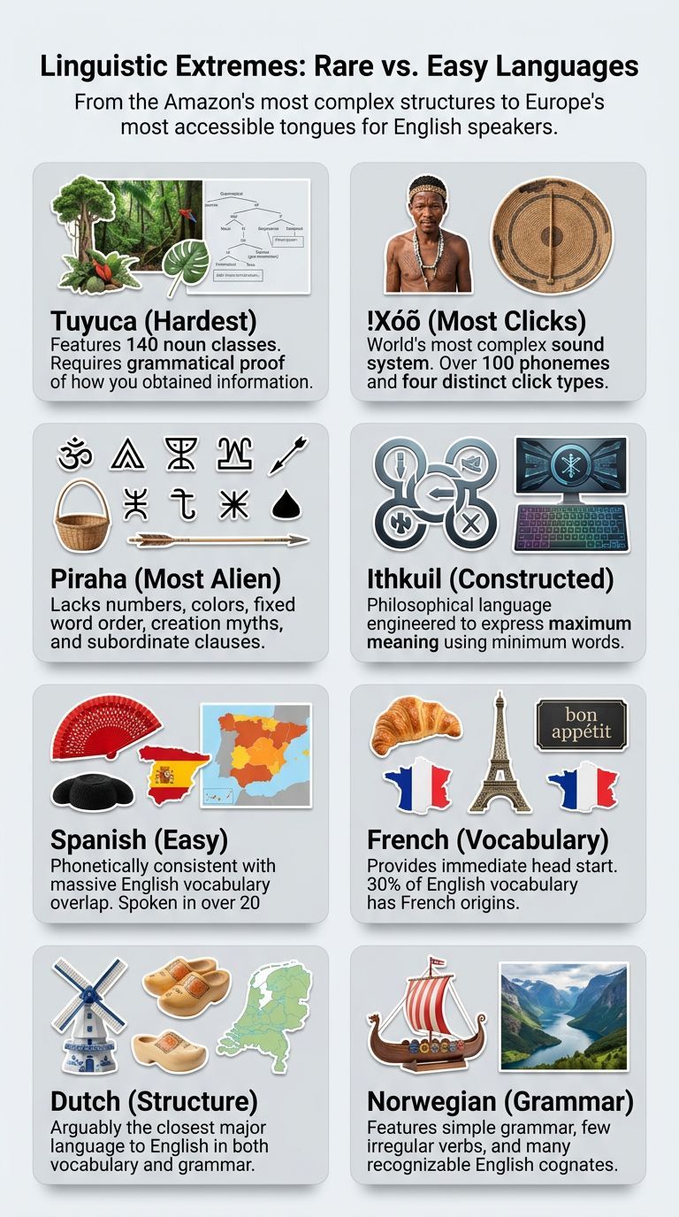 Rare vs Easy Languages in the World