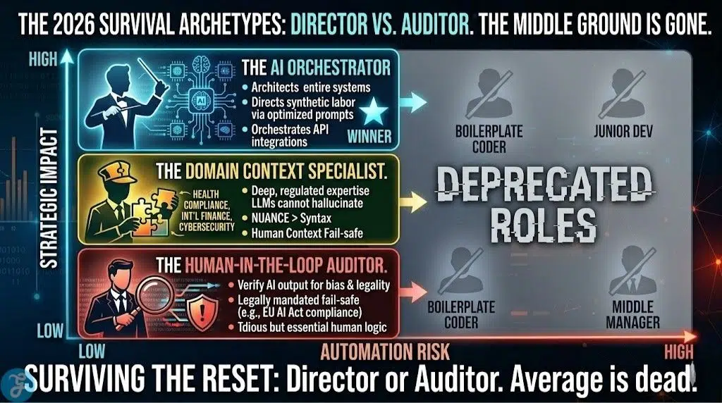 Data matrix contrasting the declared benefits of AI for consumers with the actual strategic gains for tech monopolies and data brokers.