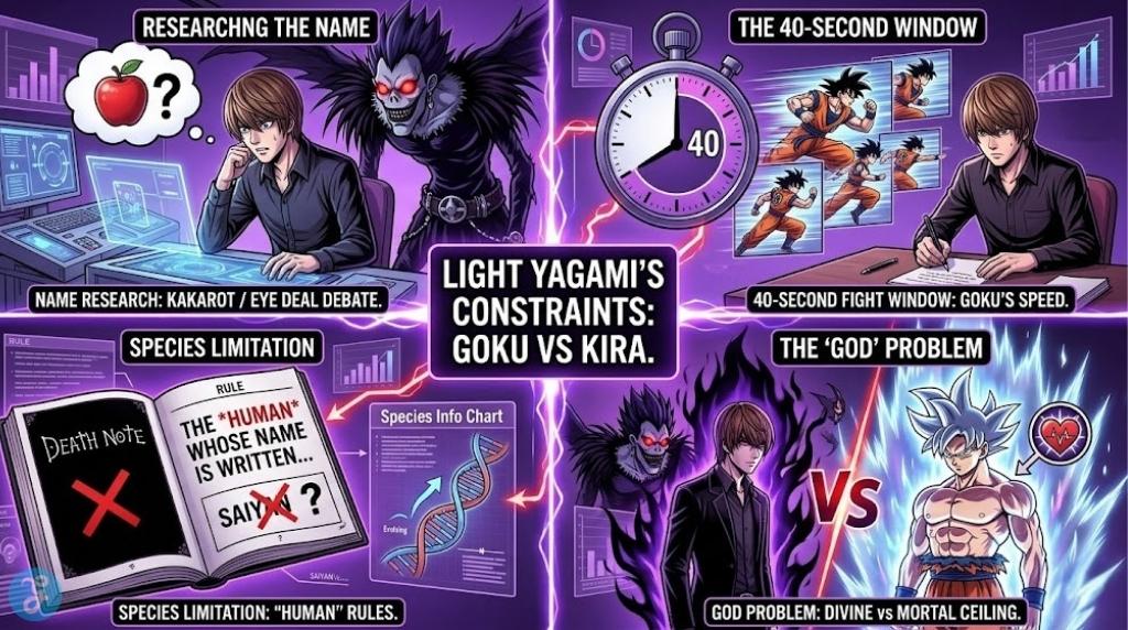 Infographic: Four major constraints Light faces against Goku.