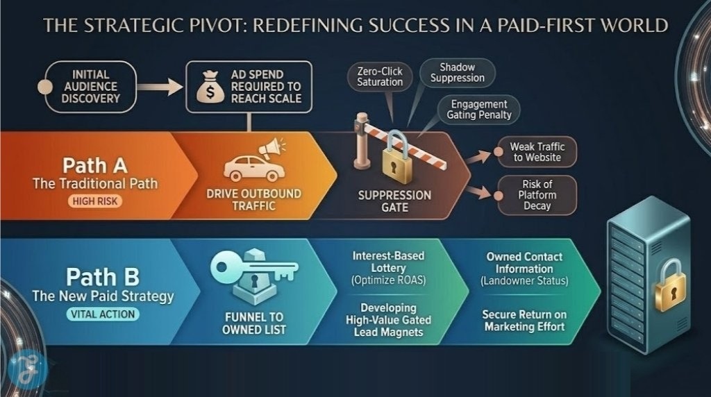 Flowchart of the shift from outbound traffic to owned email lists.