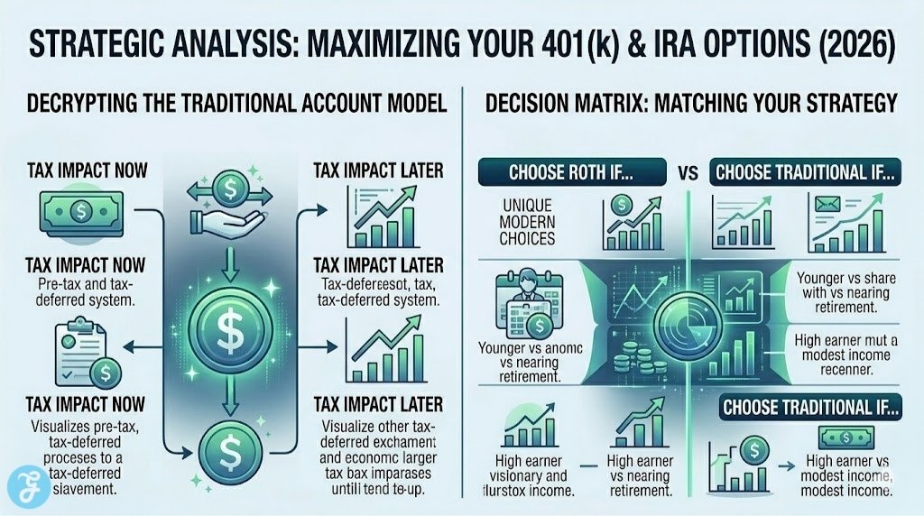 Infographic showing 9 ways to maximize your 401(k) and IRA in 2026 with new IRS limits.