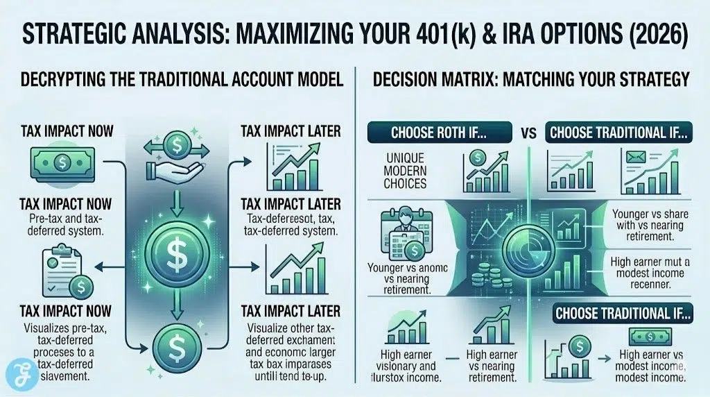 Infographic showing 9 ways to maximize your 401(k) and IRA in 2026 with new IRS limits.