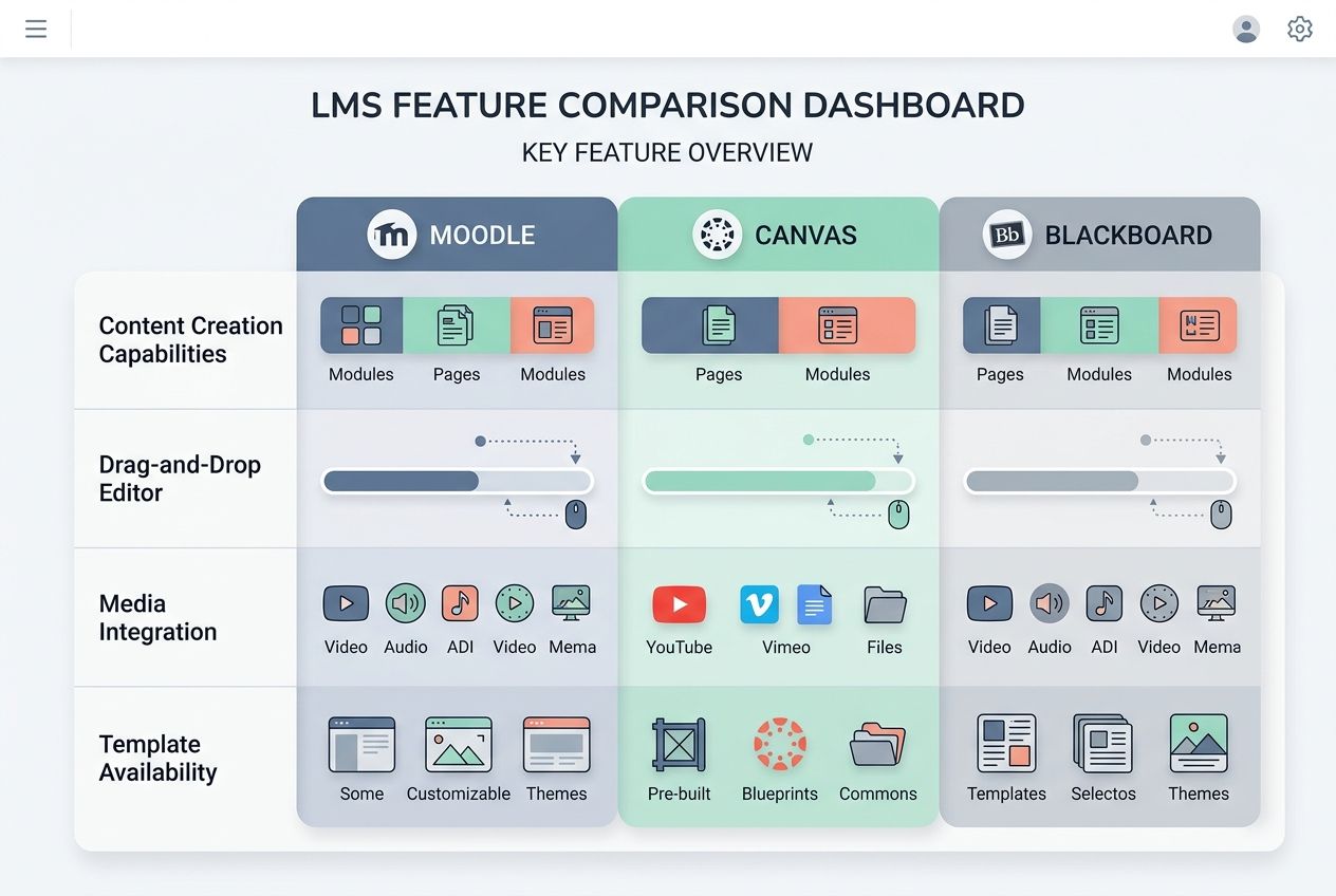 Course development and content creation tools- Moodle vs canvas vs blackboard