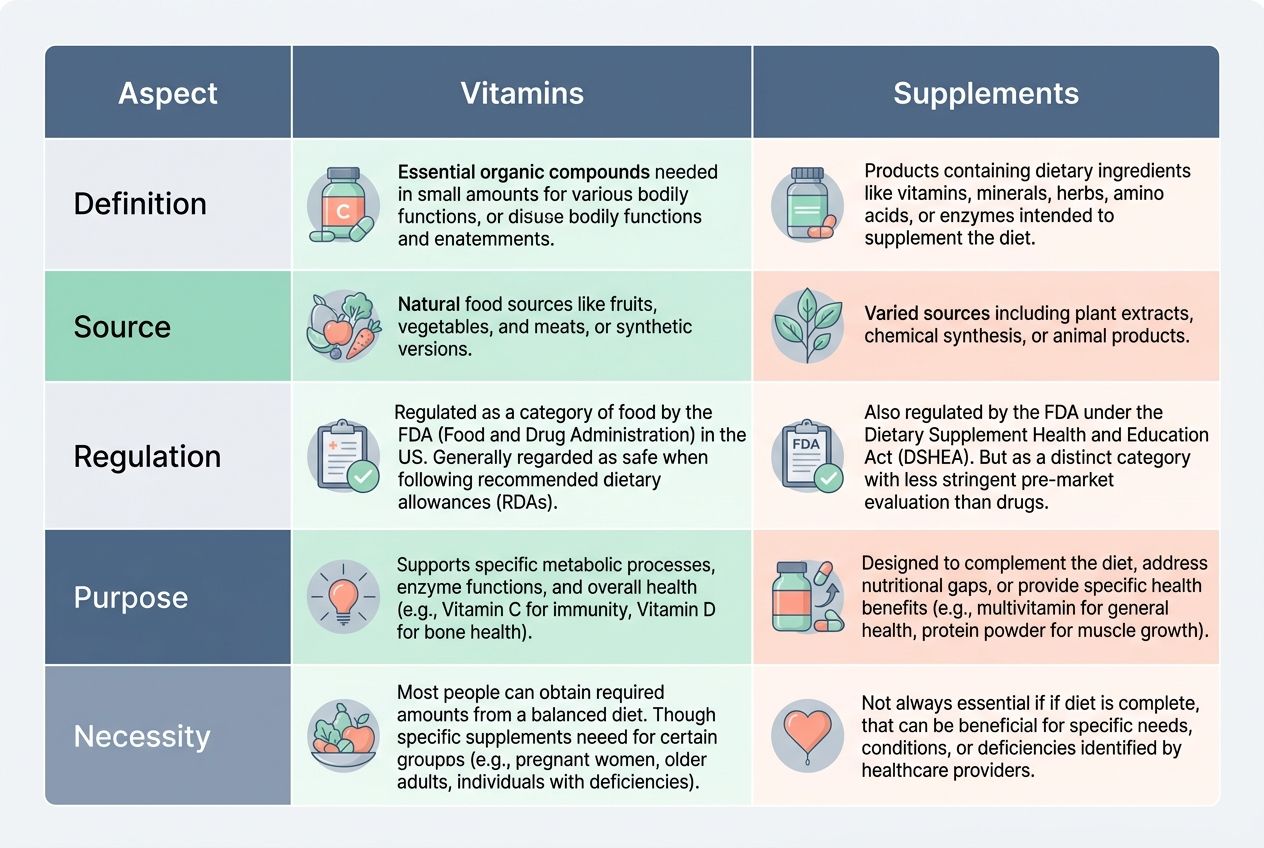 Differences Between Supplements and Vitamins