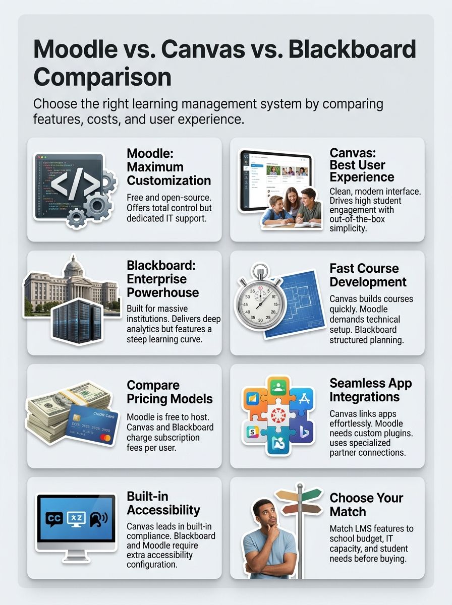 Overview of Moodle vs Canvas vs Blackboard