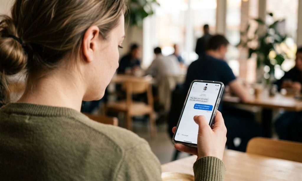 Person Reading Phishing Texts Used for Social Security Scams