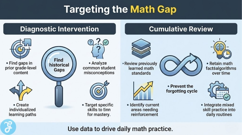 Comparing diagnostic intervention and cumulative math practice.