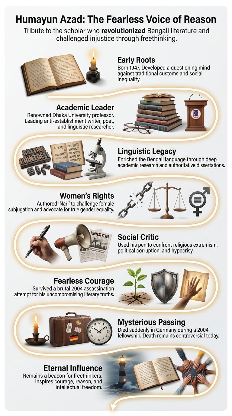 an infographic on Humayun Azad on his 80th birthday