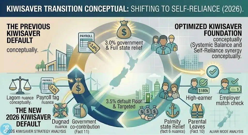 KiwiSaver 2026 Systemic Transition Flow Infographic