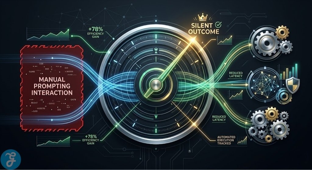 Infographic visualizes the conceptual difference between the metric of manual prompt usage and the golden standard of silent outcomes from Background AI.