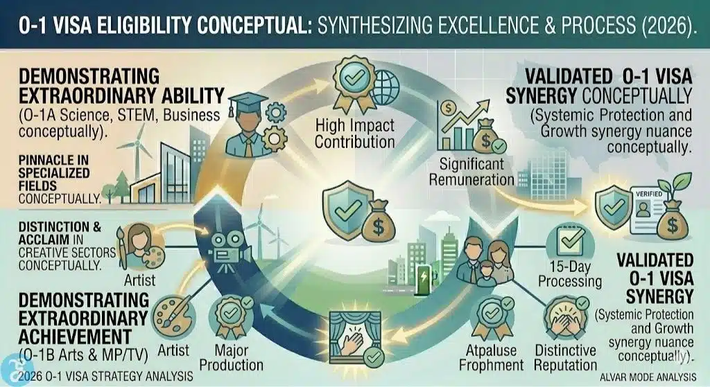 O-1 Visa Eligibility O-1A vs O-1B Conceptual Infographic
