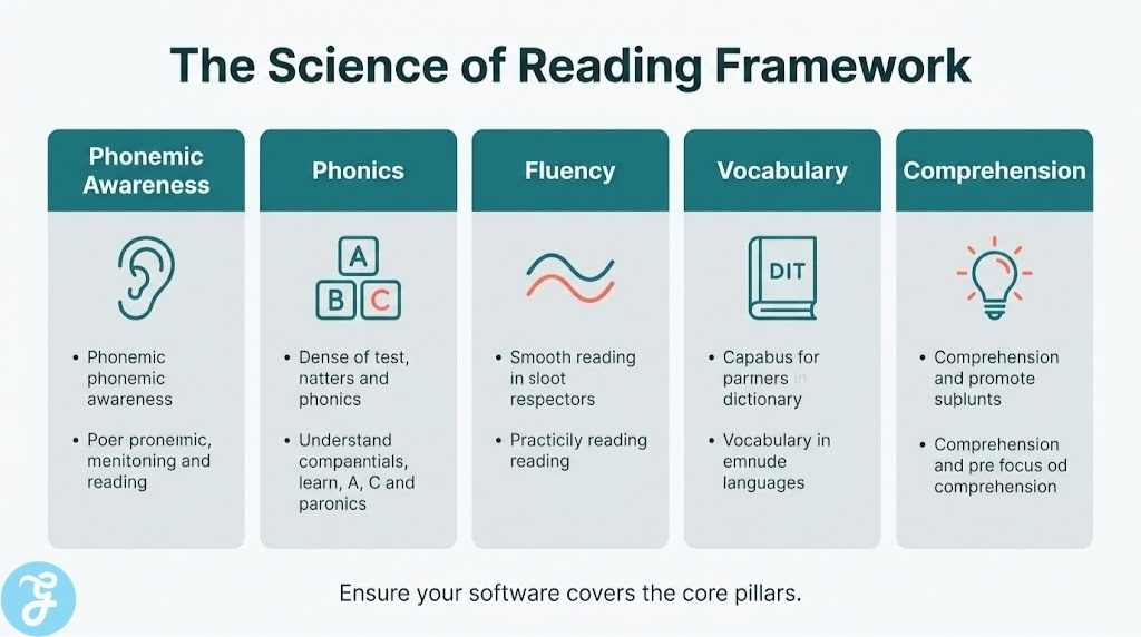 The five pillars of the science of reading.