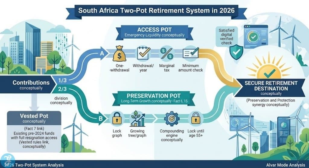 South Africa Two-Pot Retirement System Structure Infographic