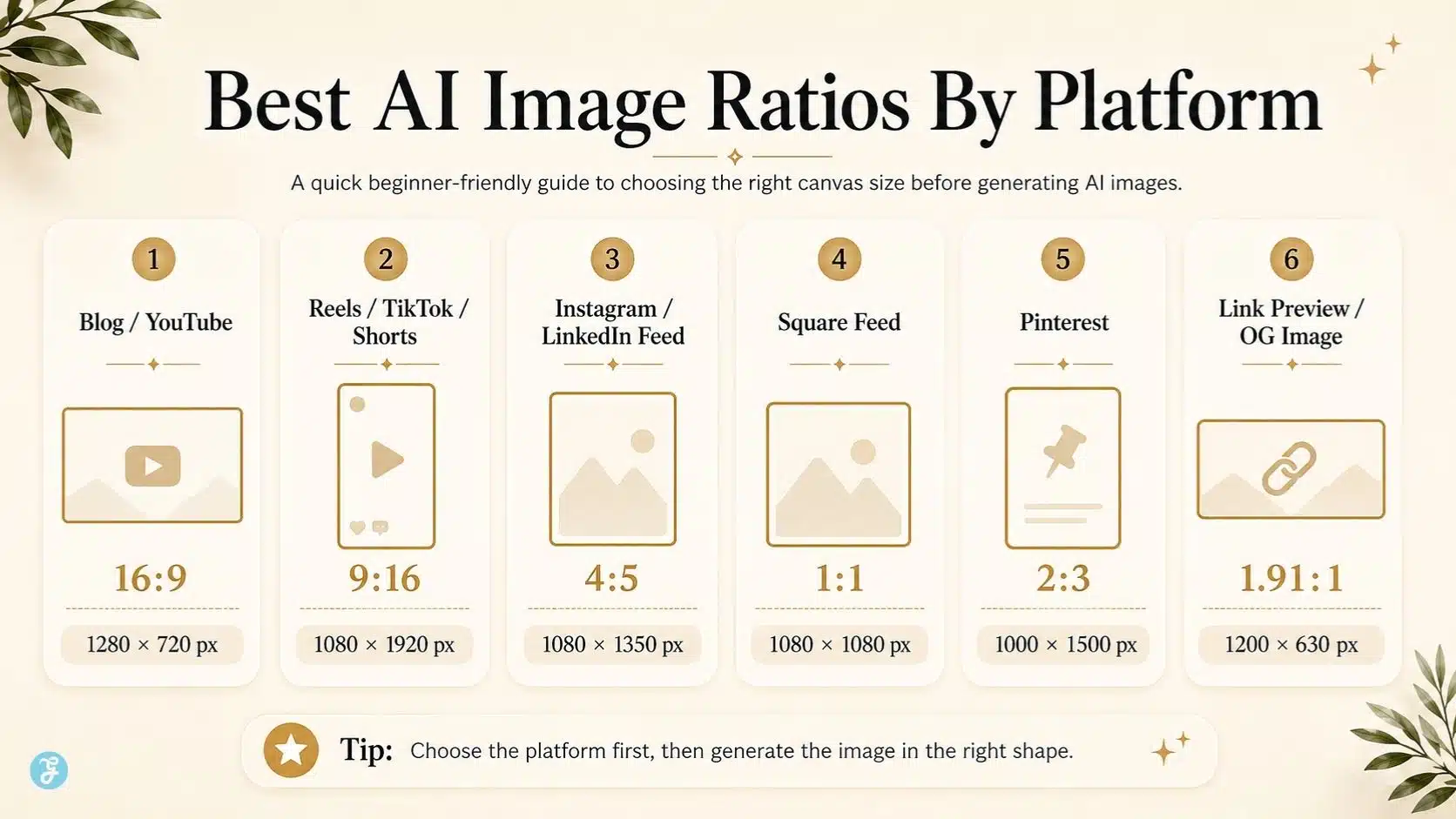 AI image aspect ratios- Best AI image aspect ratios for social media blogs YouTube and Pinterest