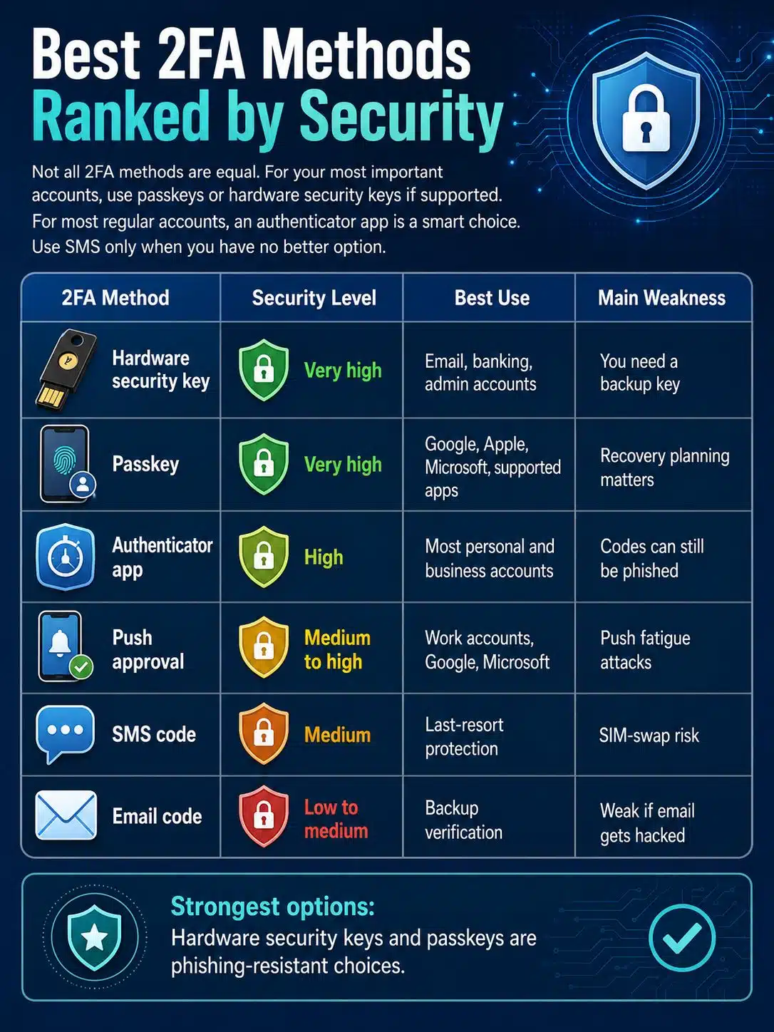 Best 2FA Methods Ranked by Security