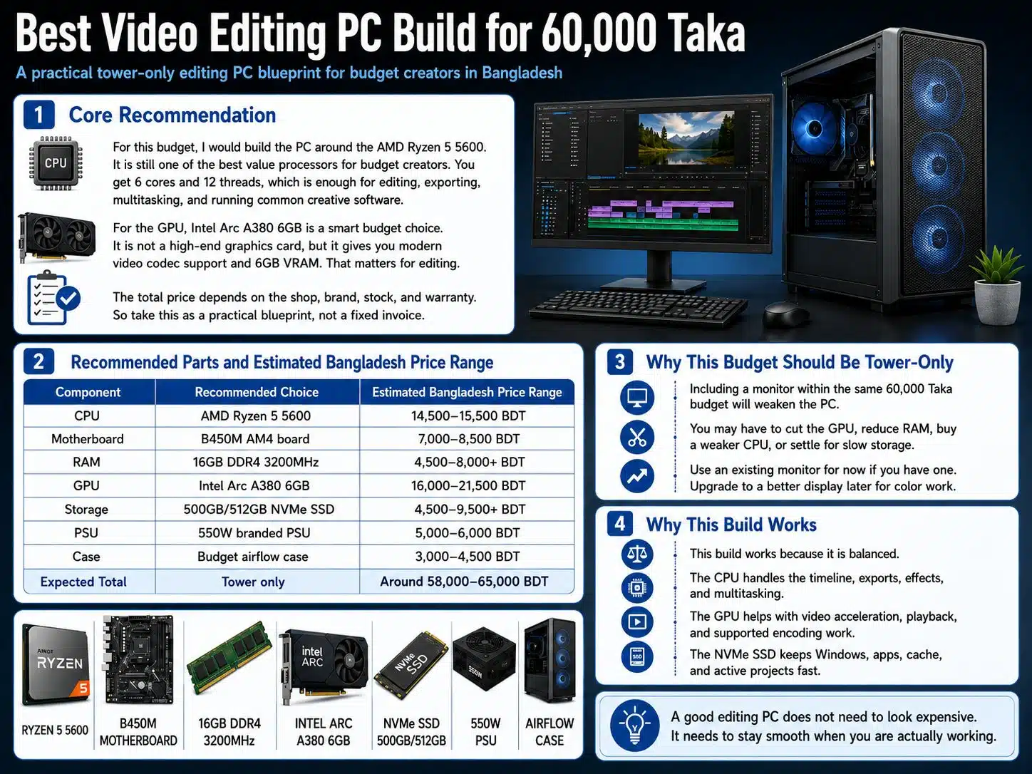 Best Video Editing PC Build for 60,000 Taka