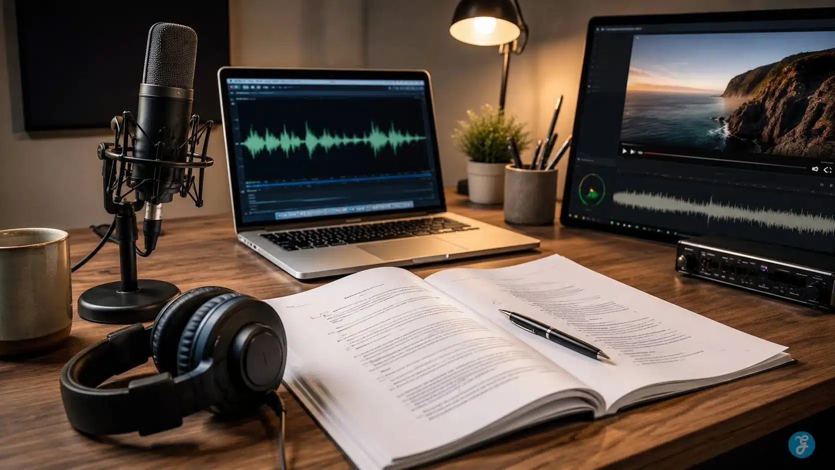 Creator syncing AI voiceover with video scenes