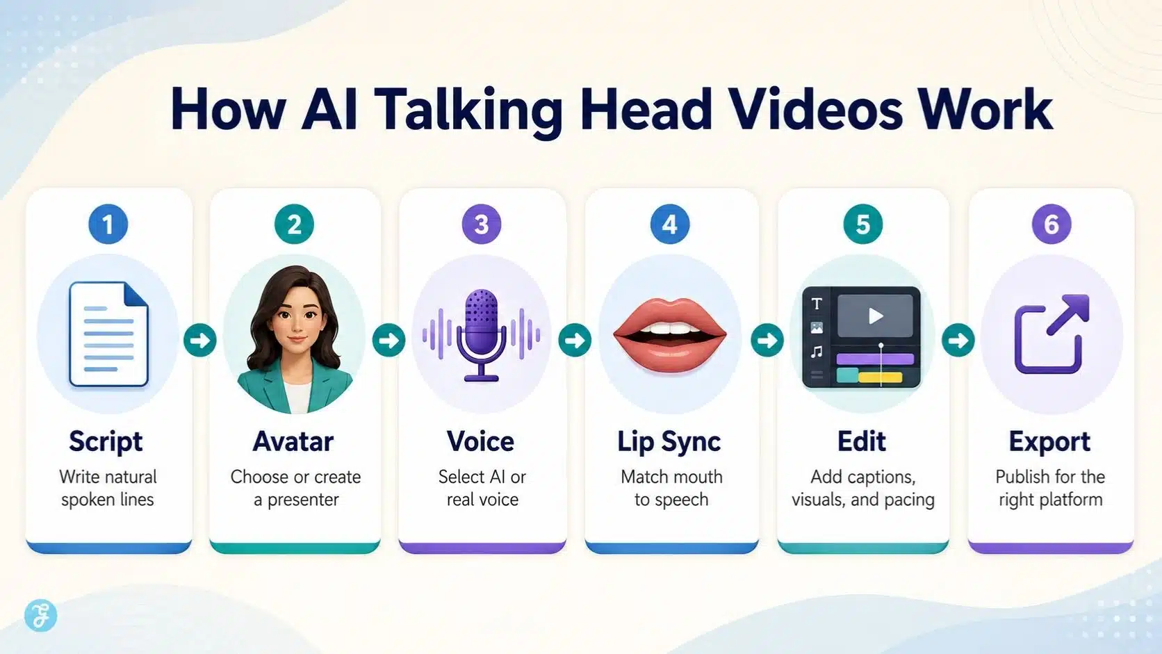 How AI talking head videos work step by step