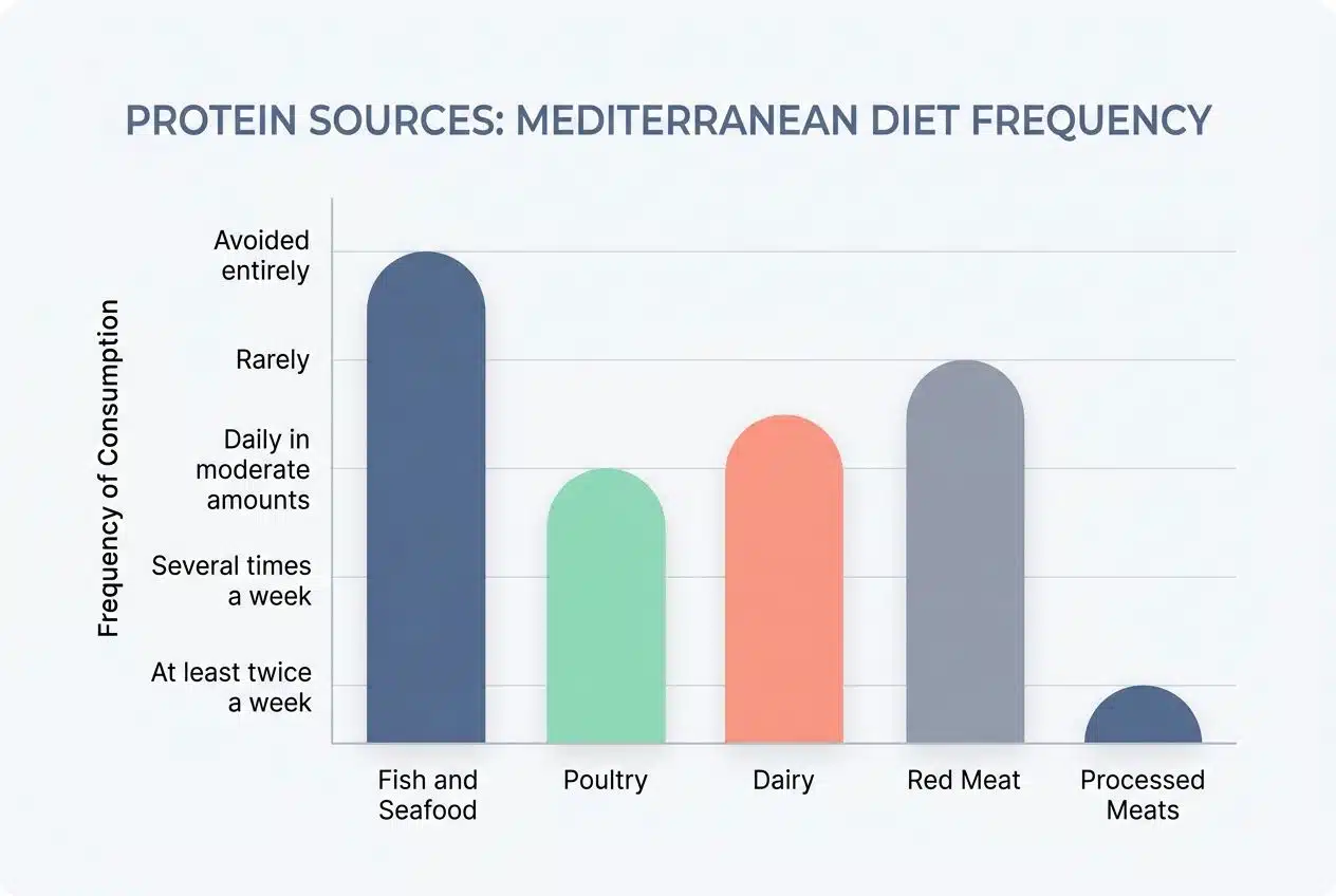 Moderate consumption of fish, poultry, and dairy