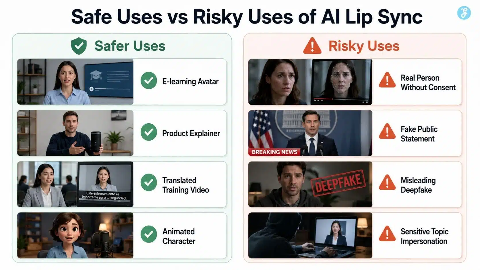 Safe and risky uses of AI lip sync