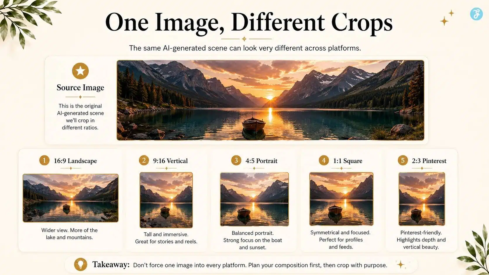 Same AI image cropped into different aspect ratios for multiple platforms