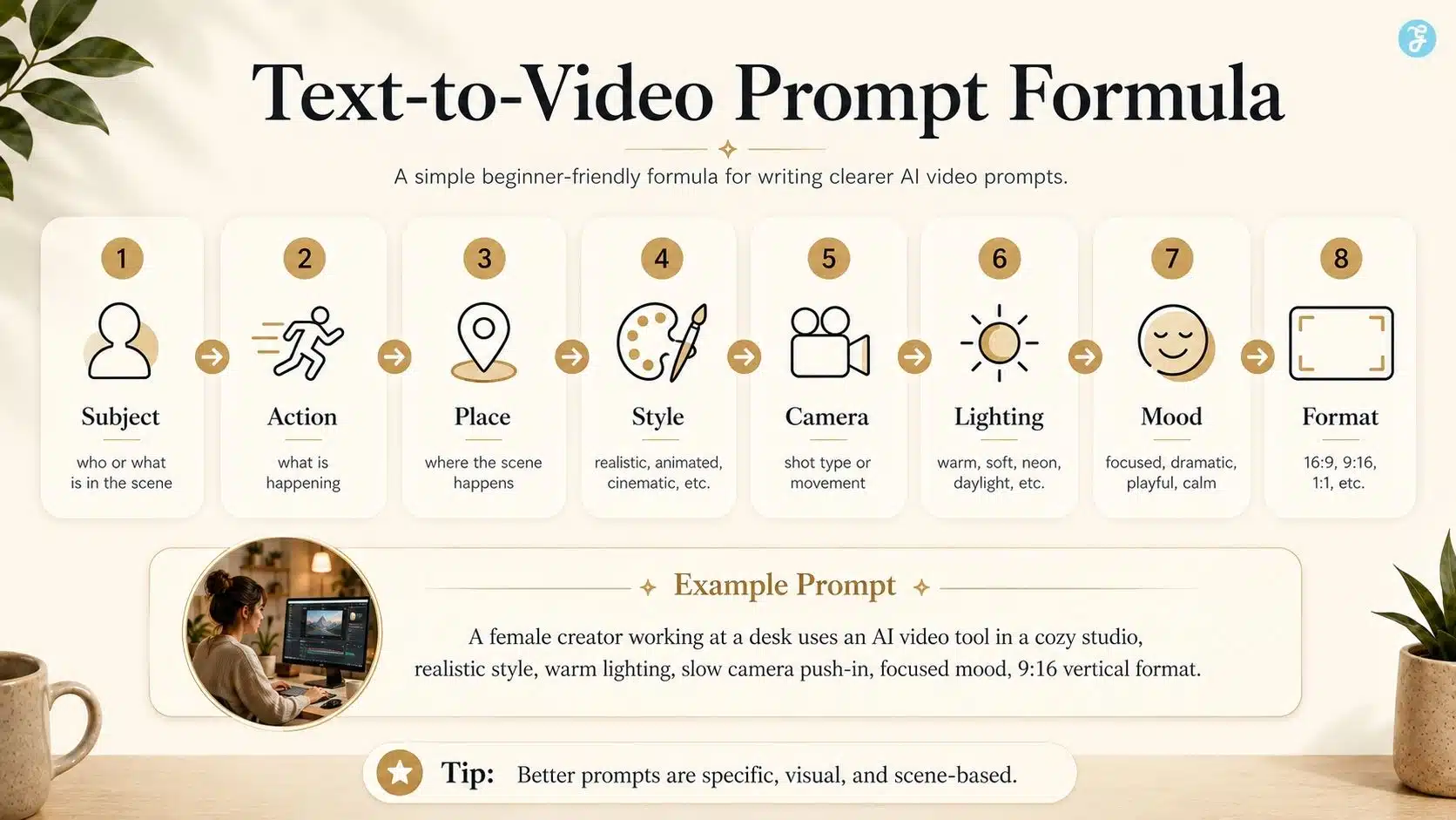 my Text-to-video AI prompt formula for beginners