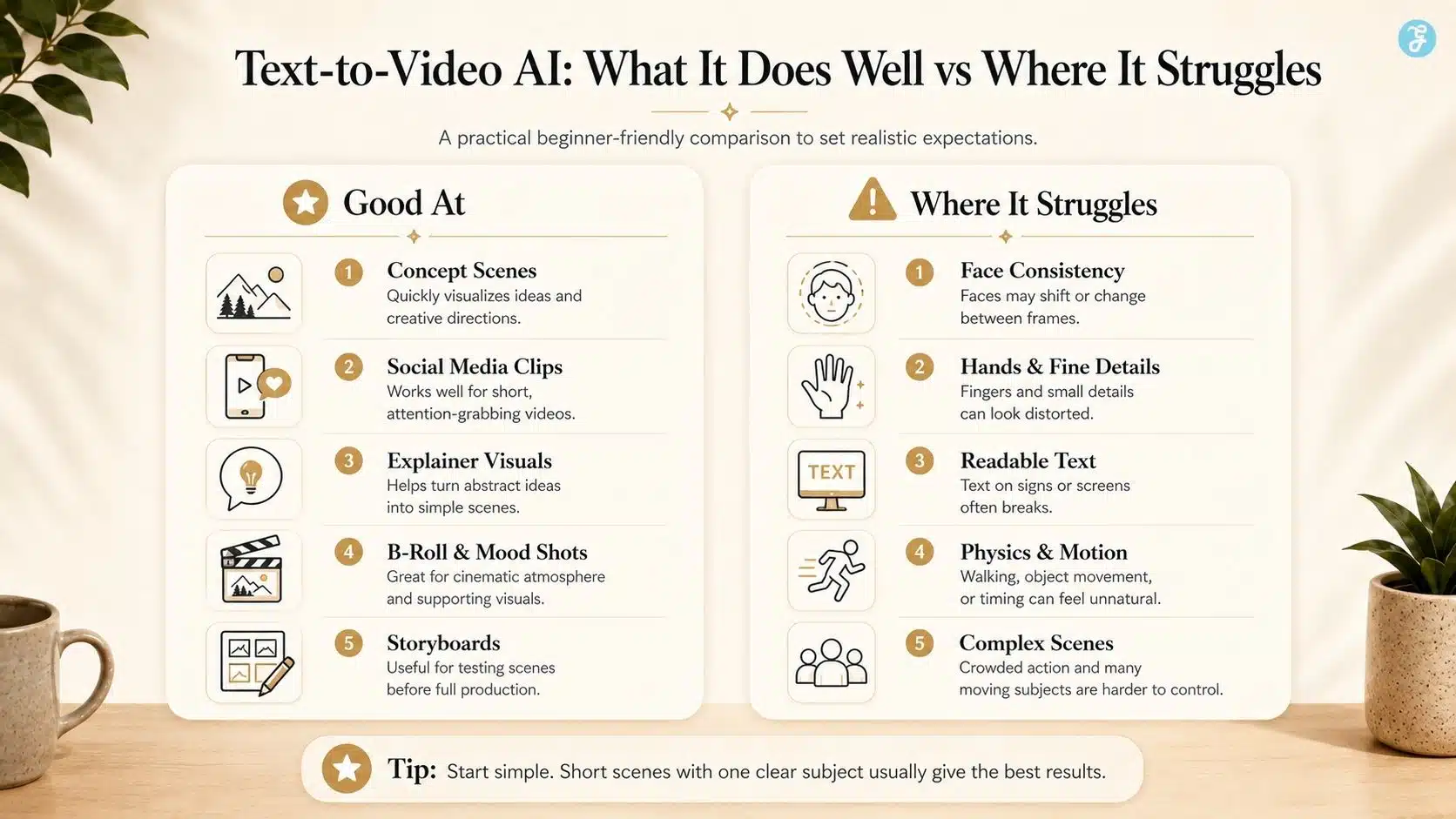 Text-to-video AI strengths and limitations for beginners