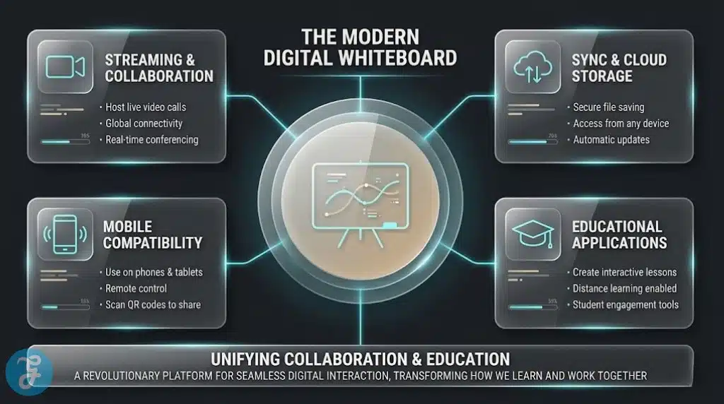 Infographic showing how educational whiteboards integrate into the broader digital learning ecosystem.