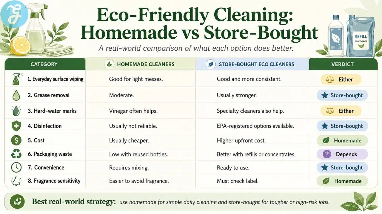 eco-friendly cleaning comparison of homemade and store-bought cleaners