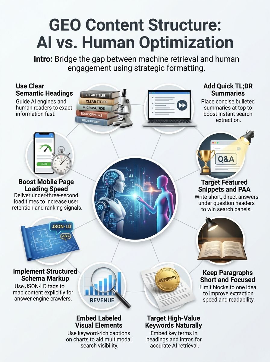 geo content structure- AI Retrieval and Human Reading
