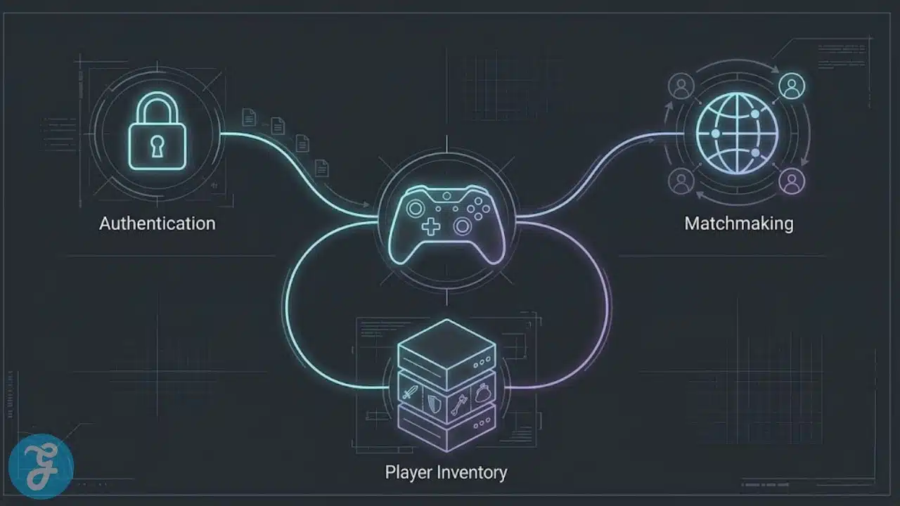 Infographic mapping the invisible server infrastructure powering modern multiplayer games.