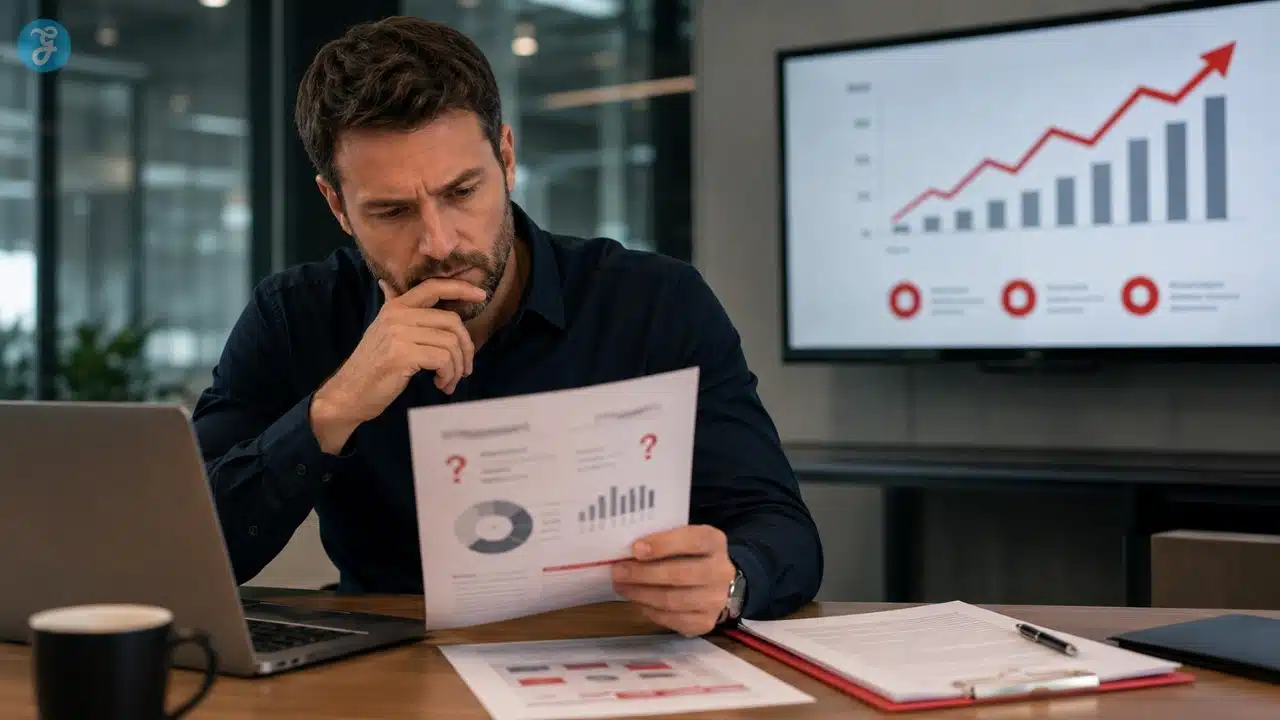 Business owner reviewing marketing agency red flags