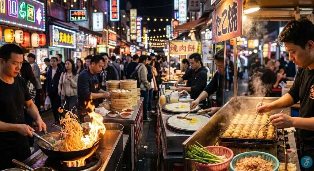 popular global street foods Asian night market