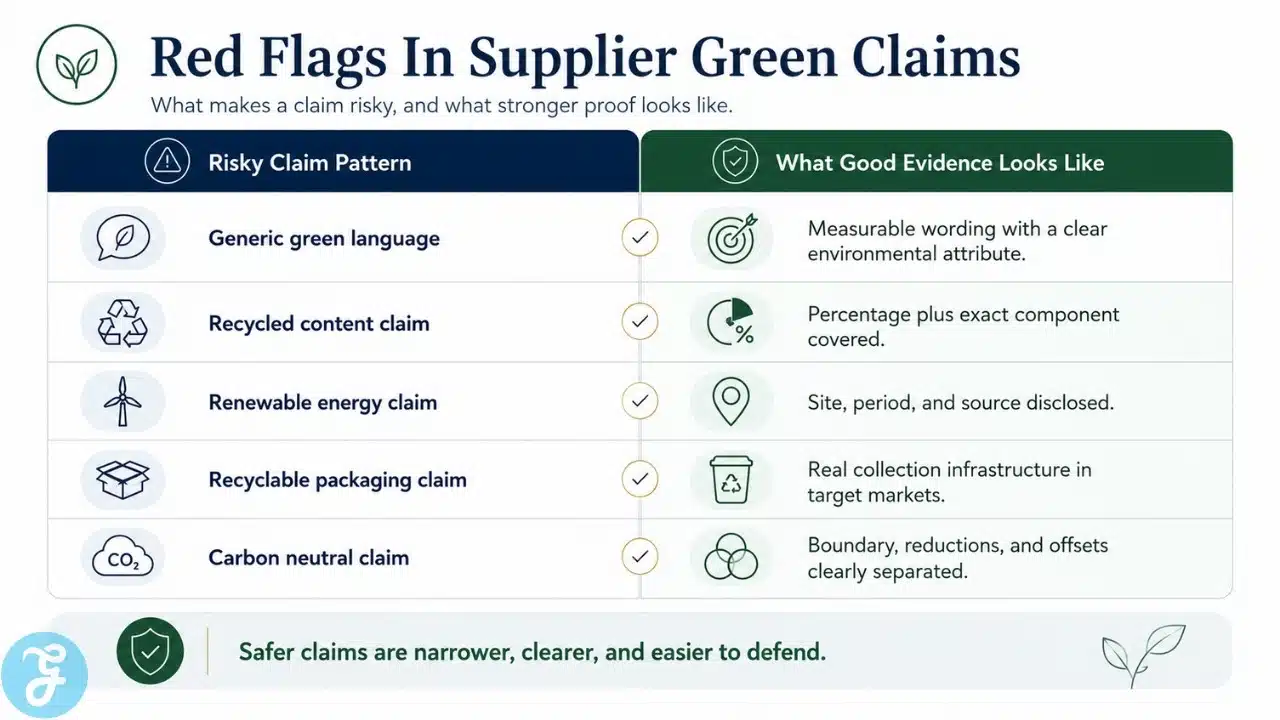 Red flags in supplier green claims audit
