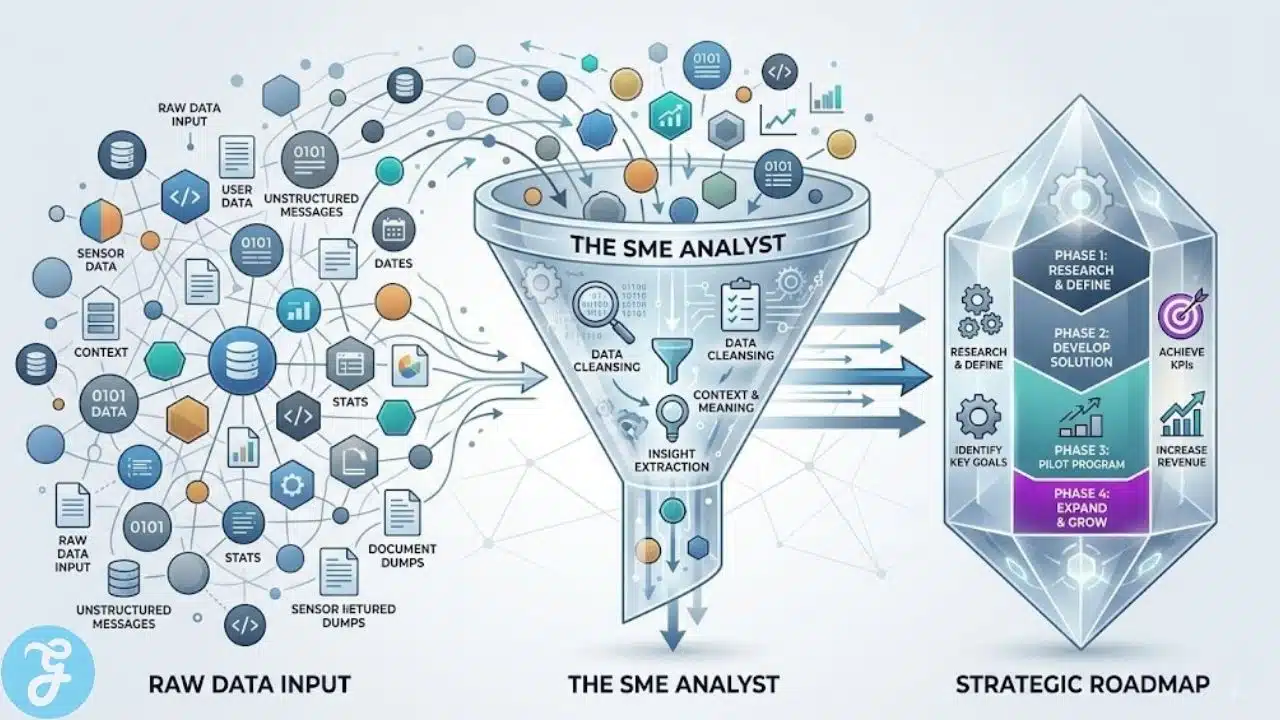 Infographic showing the process of distilling raw gaming data into actionable strategic intelligence.