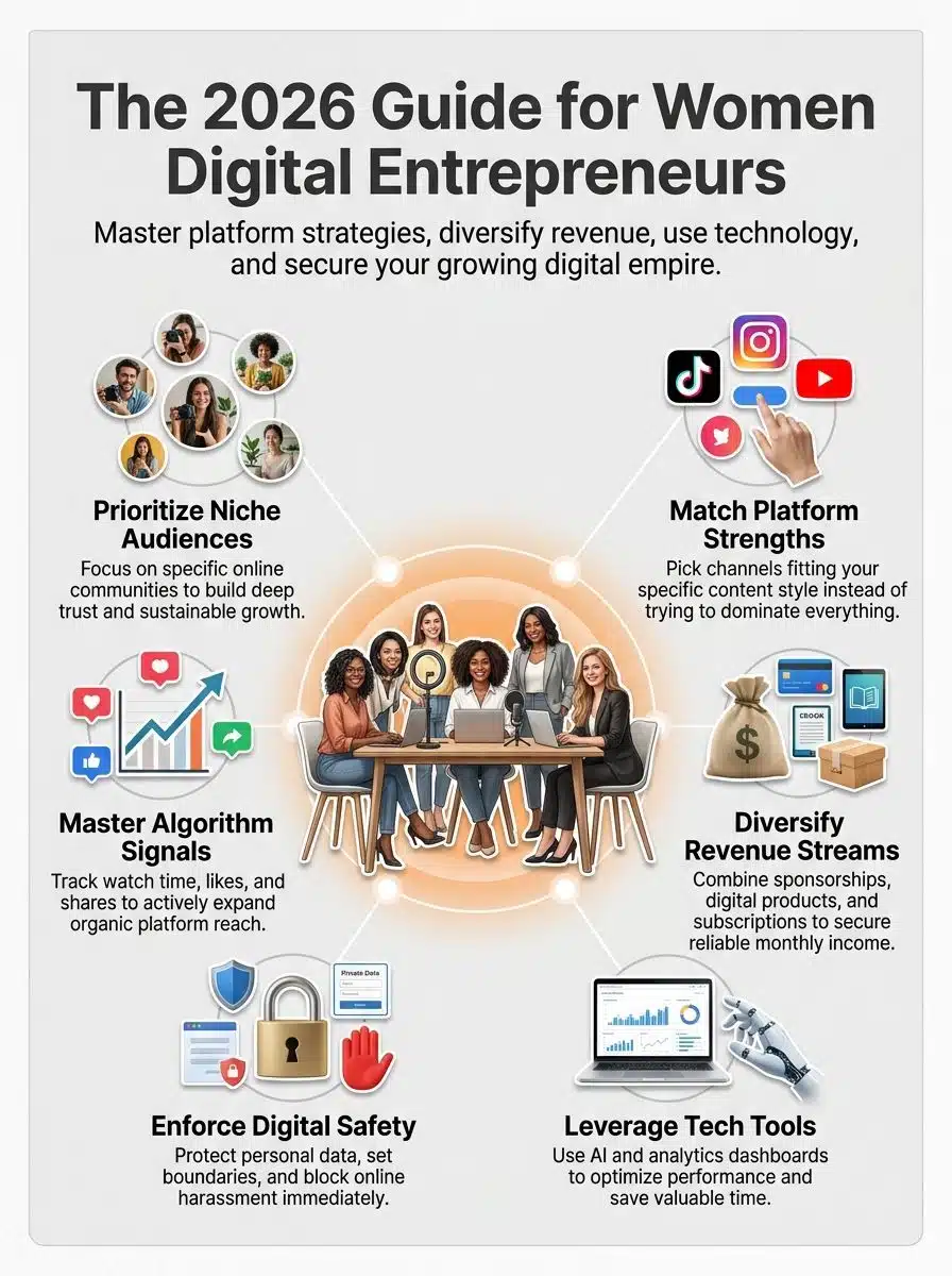 An Infographic Showing The-Rise-Of-Women-Creators in 2026