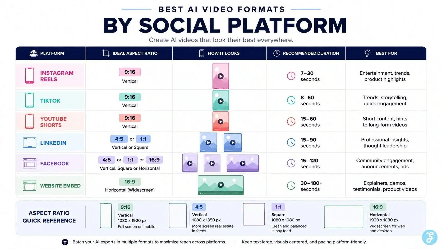 Best AI video formats by social media platform
