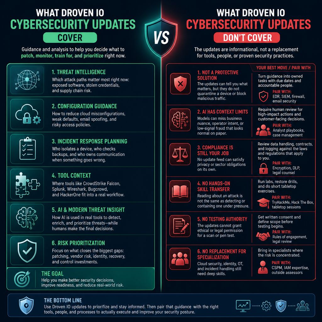 Droven IO Cybersecurity Updates Cover Vs Don't Cover