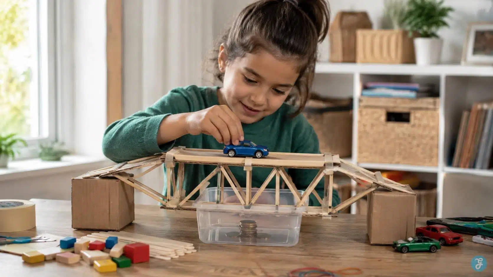 Engineering Toys Kids testing a bridge as part of an engineering toy activity