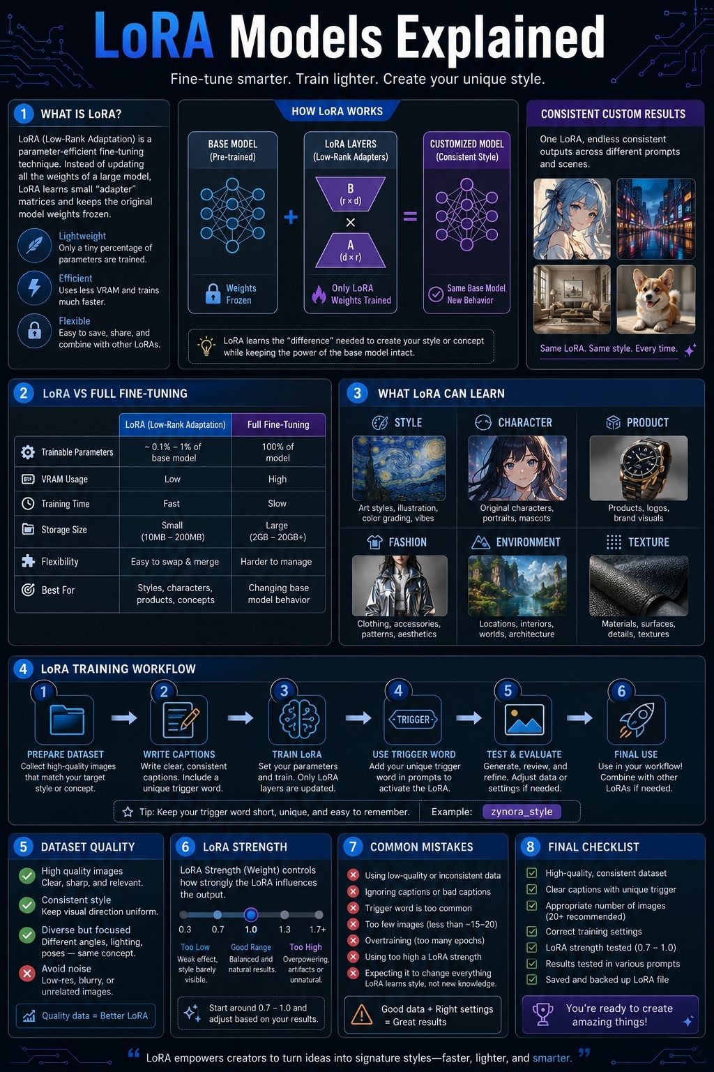 LoRA models custom AI styles and training guide