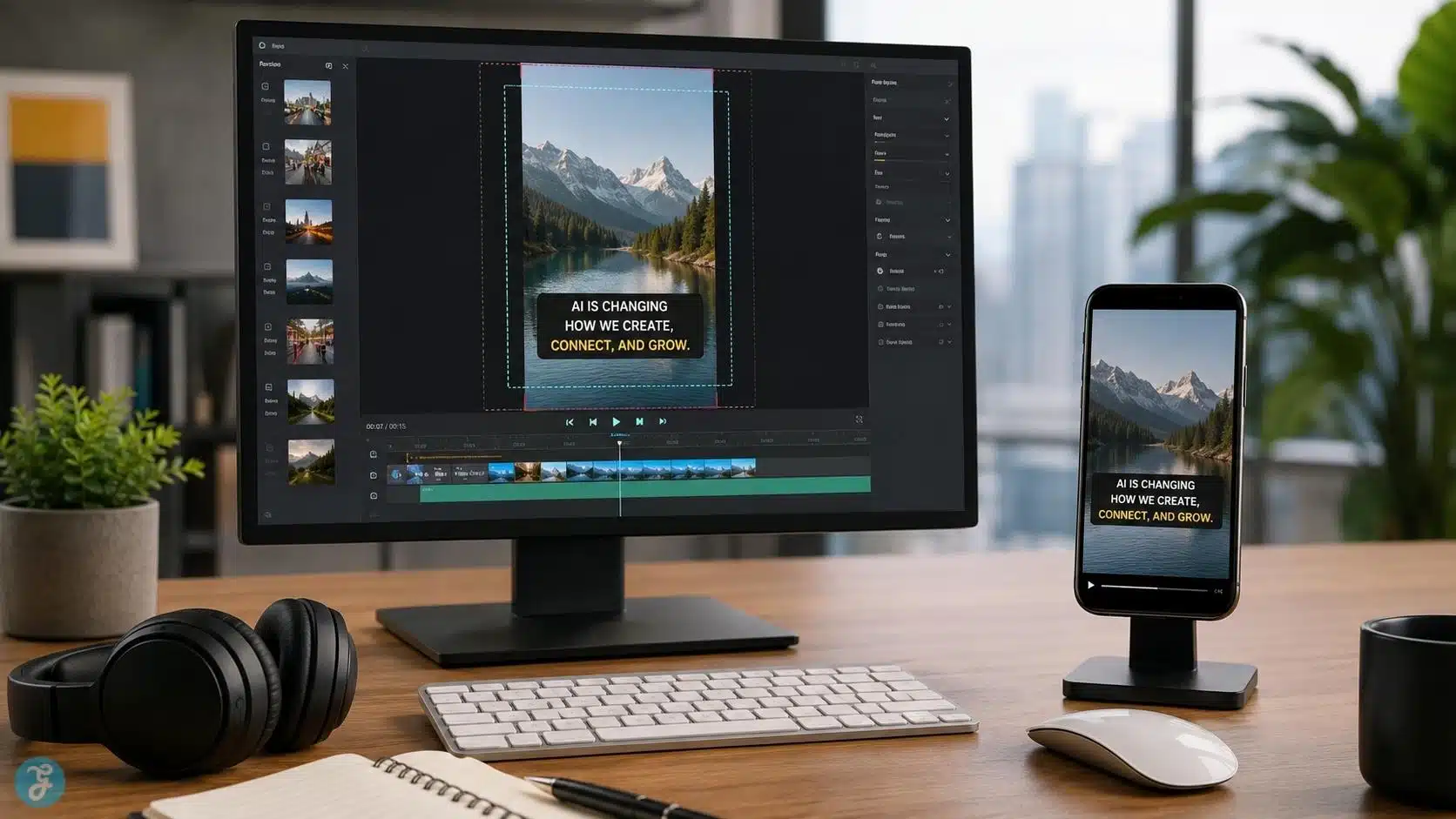 Mobile preview and caption review for AI social video