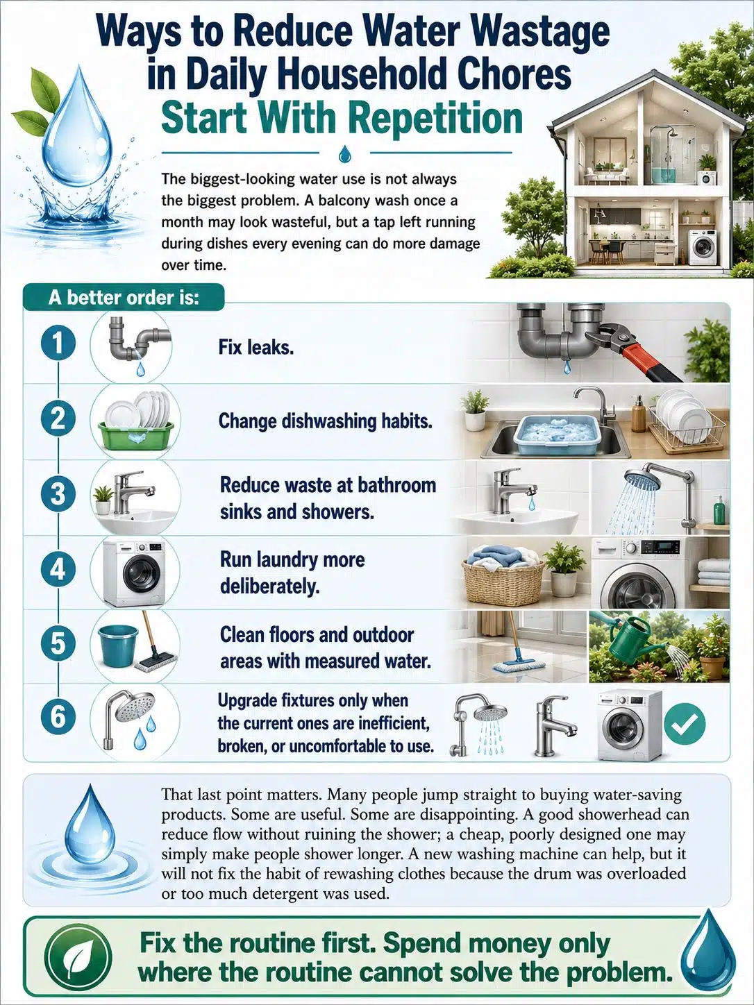 Ways to Reduce Water Wastage in Daily Household Chores Start With Repetition