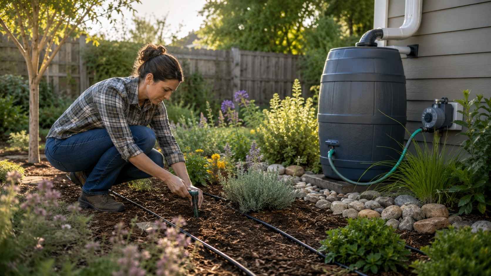a woman fixing water leakage issue