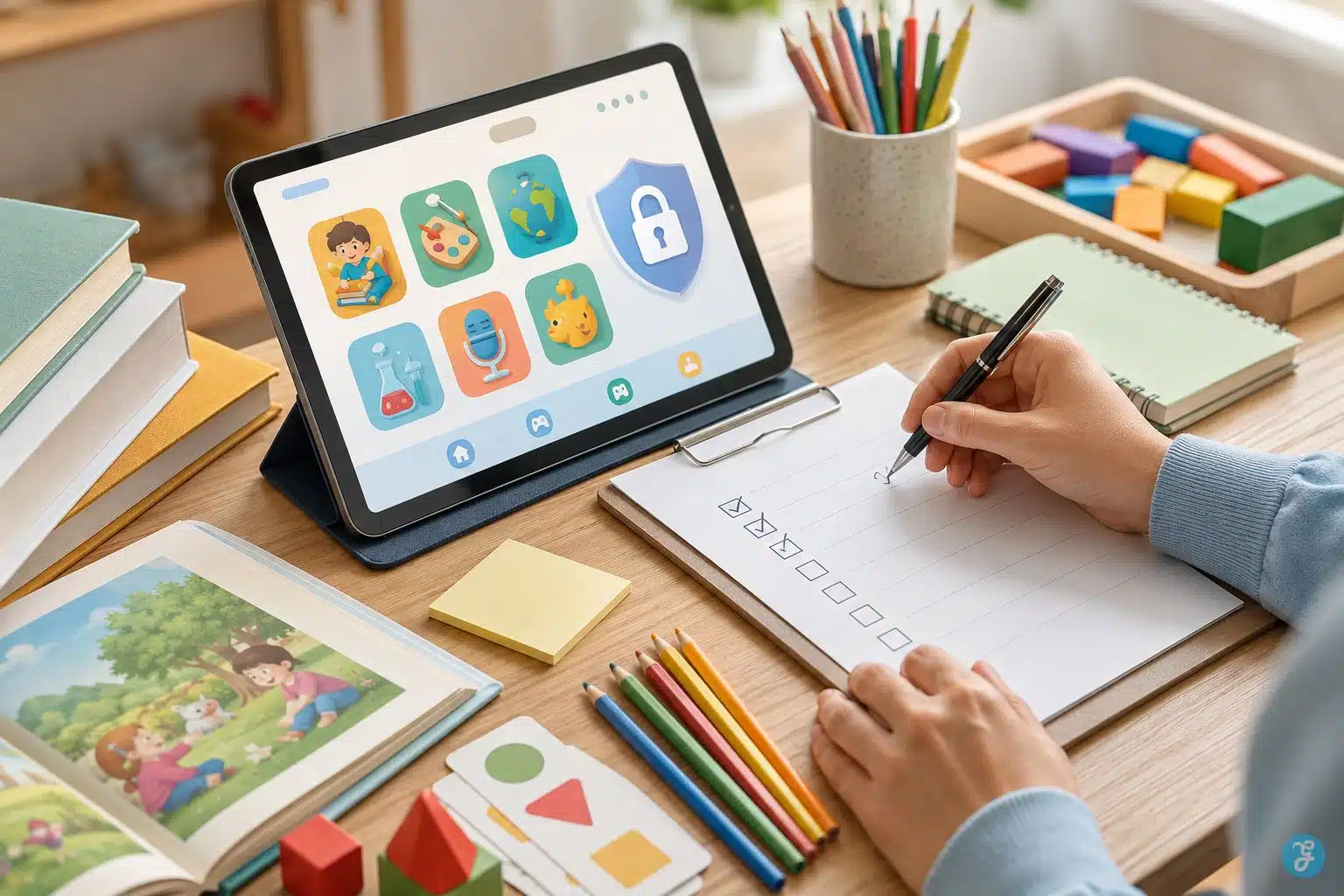 evaluating educational apps- Parent checking an educational app quality