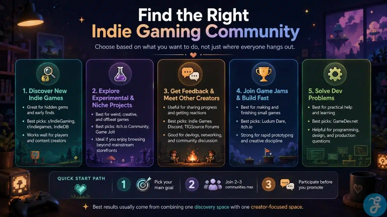 Guide to choosing the best indie gaming communities for discovery feedback game jams and dev help