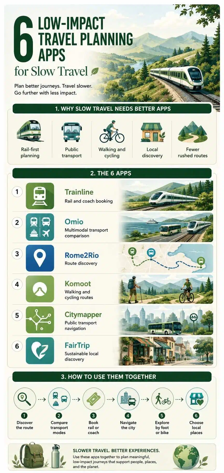 low-impact travel planning apps infographic