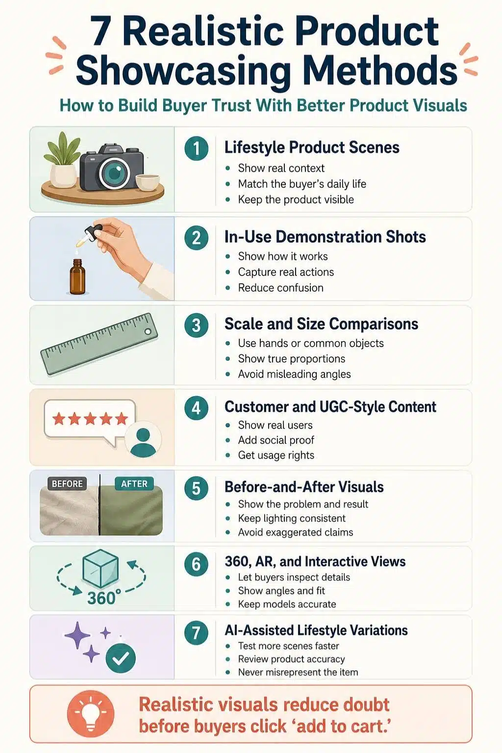 realistic product showcasing methods infographic